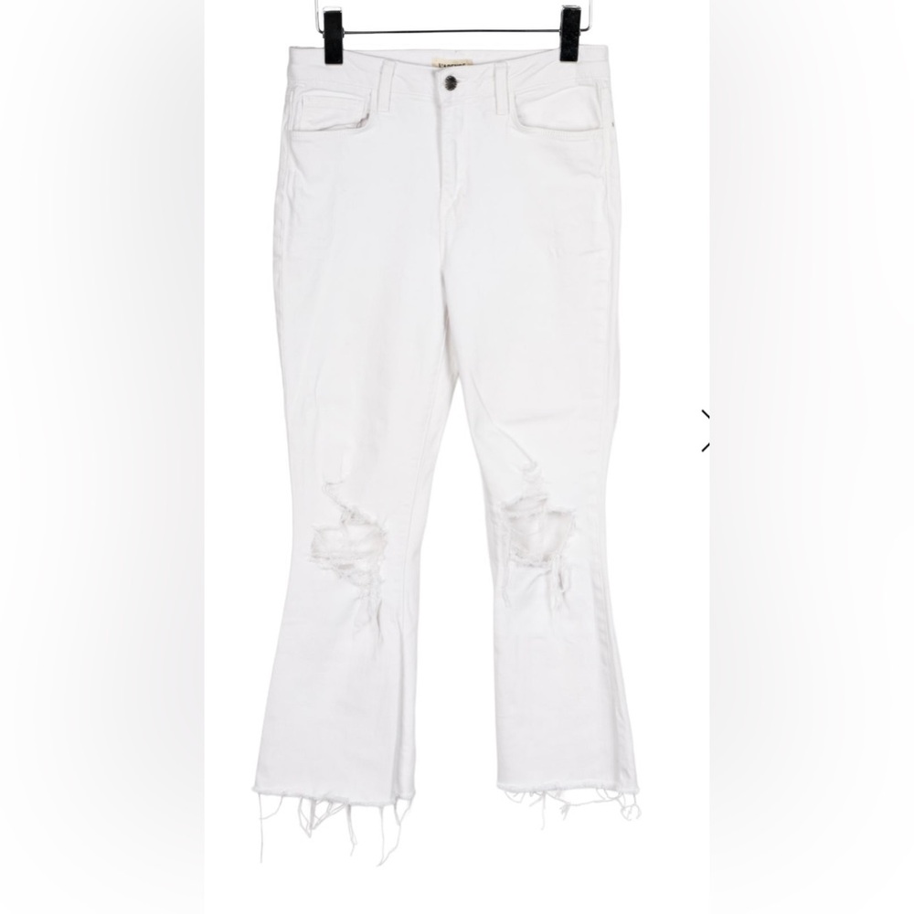 L’agence white flare jeans Sophia high rise cropped flare distressed size 27 - Picture 2 of 11
